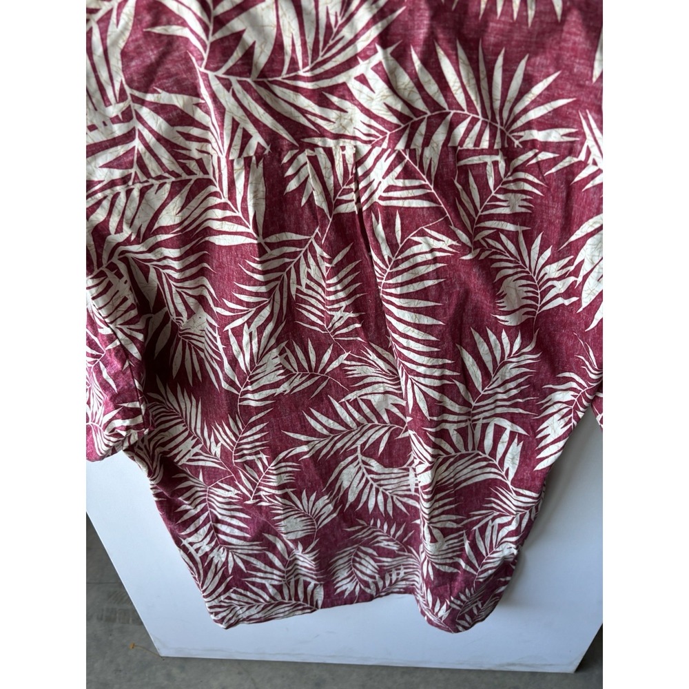 Cooke Street Honolulu Mens XL Hawaiian Shirt Burgundy Palm Leaf Made in HI - Picture 8 of 9